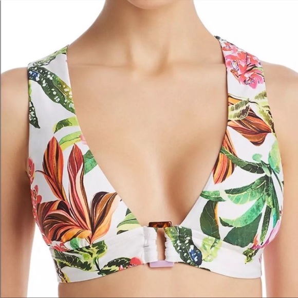 NWT Trina Turk White Floral Miami Bikini Top